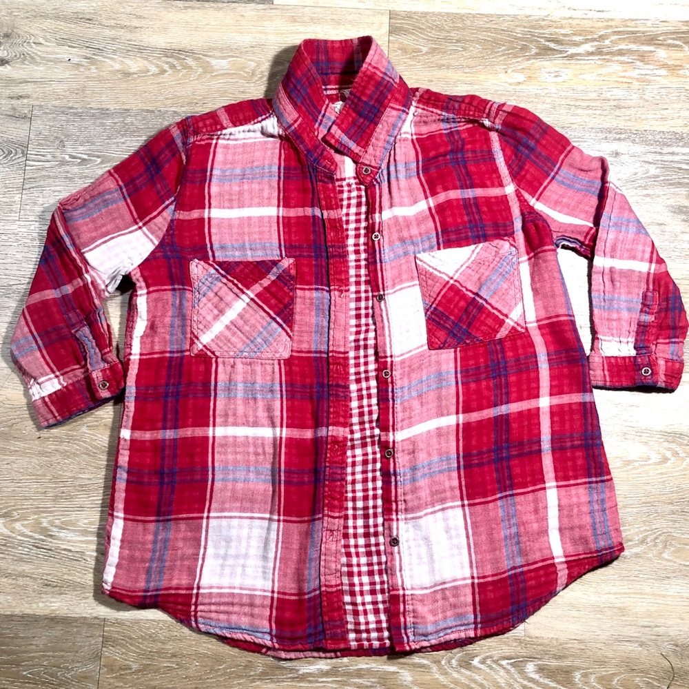 Seven7 Red White & Blue Flannel Women’s Size M